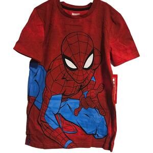 Kids Medium (7-8)  Marvel Red tie dye distressed spiderman graphic tshirt